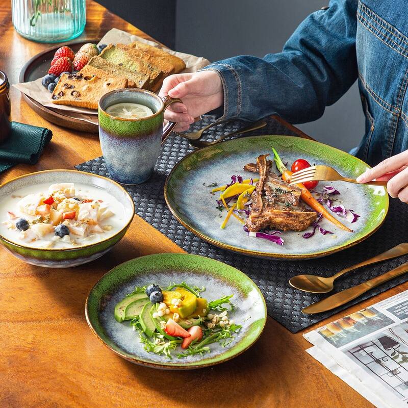 vancasso Starry Flambe Glaze Vintage 16-Piece Dinnerware Set