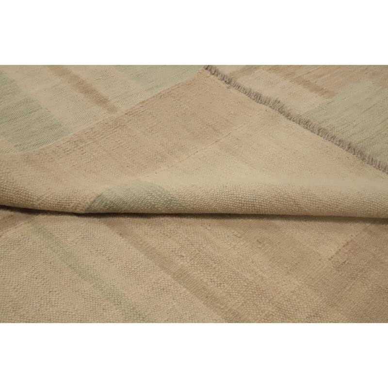 Hand Woven Oriental 100% Wool Carpet Southwestern Modern Beige & Ivories Kilim Area Rug - 10' 0'' X 7' 9''