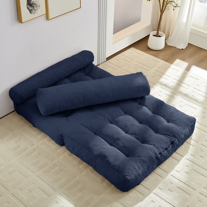 Mixoy W32''/W50'' Corded Velvet Fabric Folding Floor Lazy Futon Sofa Bed