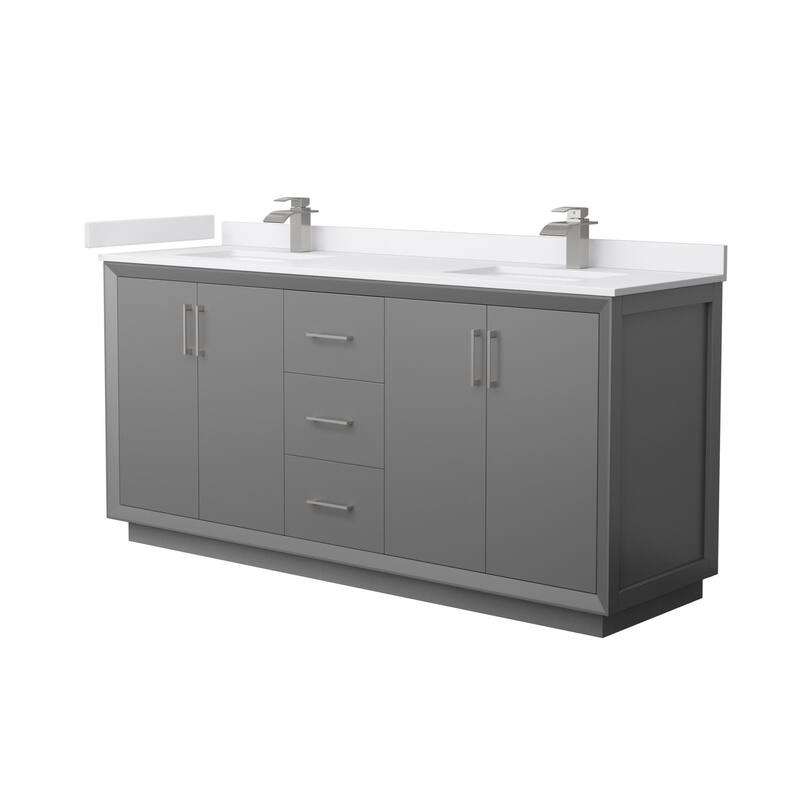 Wyndham Collection WCF414172D-VCA-UNSMXX Strada 72" Free Standing - Dark Gray / White Cultured Marble Top / Brushed - Painted