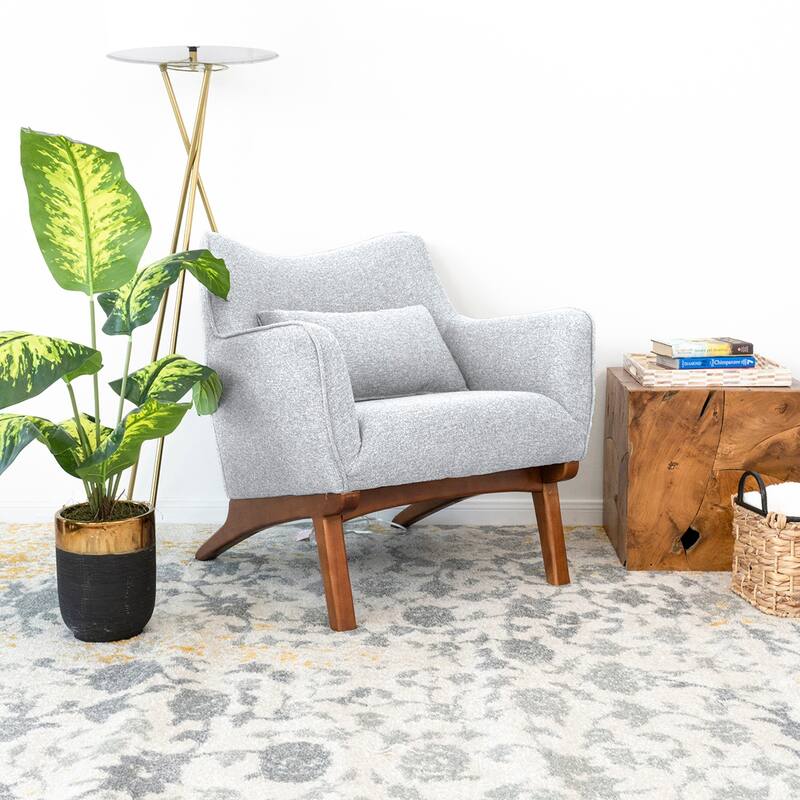 Clarissa Mid Century Modern Luxury Fabric Accent Comfy Wide Armchair