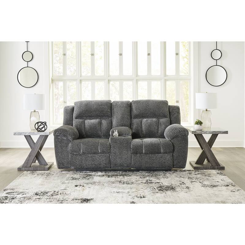 Signature Design by Ashley Frohn Double Reclining Loveseat with Console - 80"W x 40"D x 42"H - Grey
