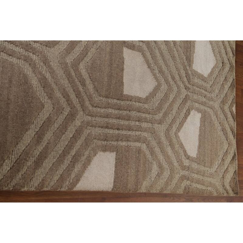 All-Over Geometric Modern Area Rug Handmade Wool Carpet - 8'1"x 9'10"