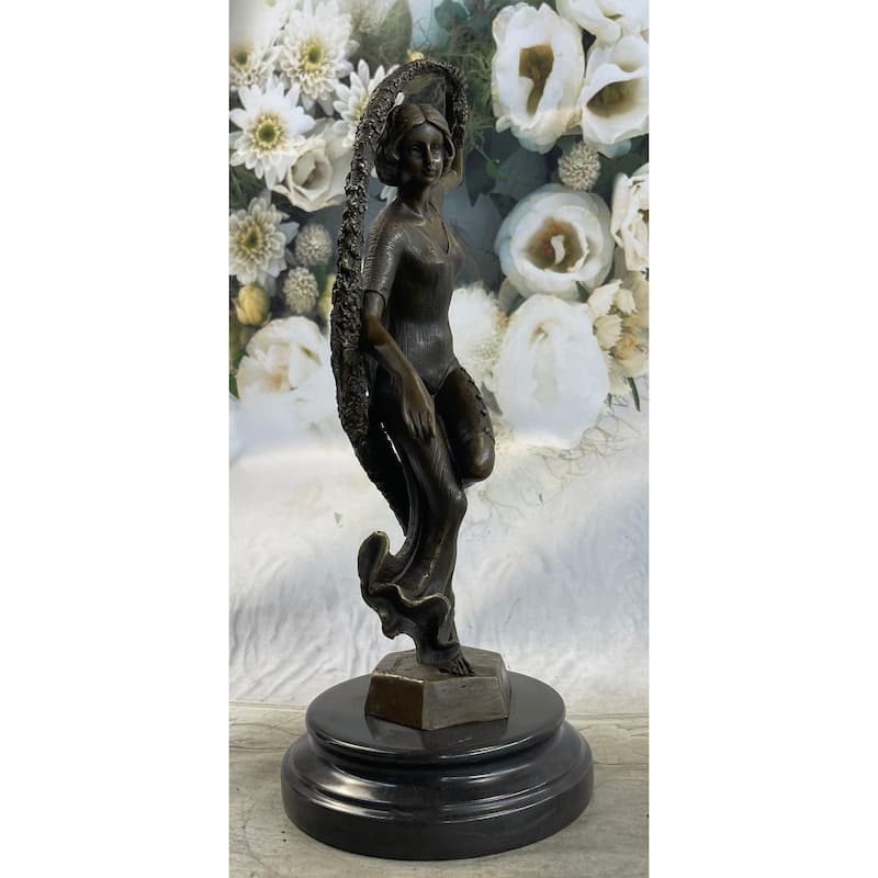Guirande Joe Descomps Woman With Thyrsus Hot Cast Bronze Sculpture Figurine