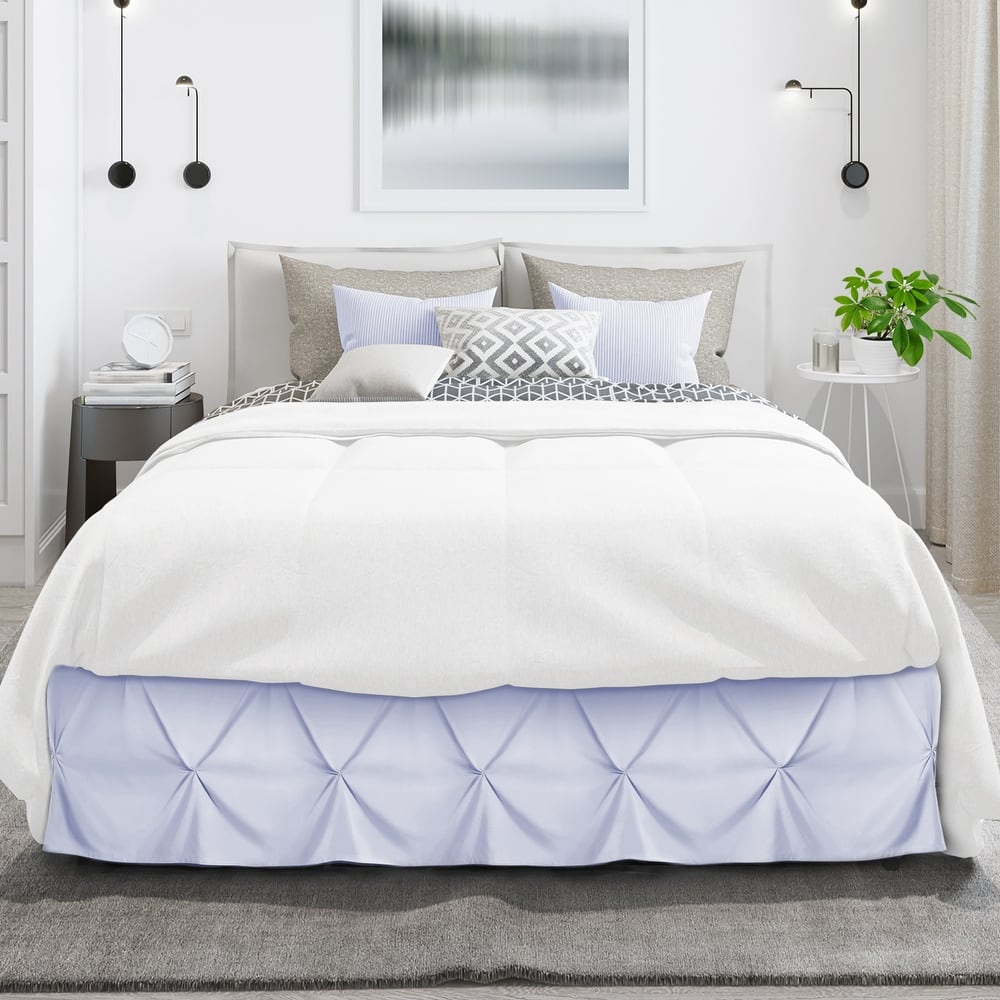 Nestl Pinch Pleat Bed Skirt - Soft Premium Microfiber Ruffle Bed Skirt - 14" Tailored Pintuck Wrap Around Dust Ruffle