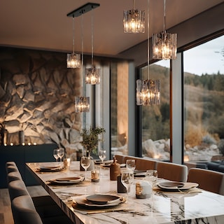 Kasy Modern 3-Light Linear Chandelier Textured Glass Pendant Lights for Kitchen Island Dining Room - L 18.1"* W 4.7"* H 8.7"
