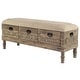 preview thumbnail 2 of 23, Brown Wood Farmhouse Eclectic Cushion Seat Storage Bench - 47 x 16 x 20