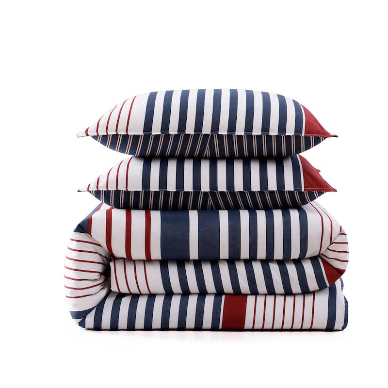 Tommy Hilfiger Brooklyn Stripe Cotton Reversible Blue Duvet Cover Set