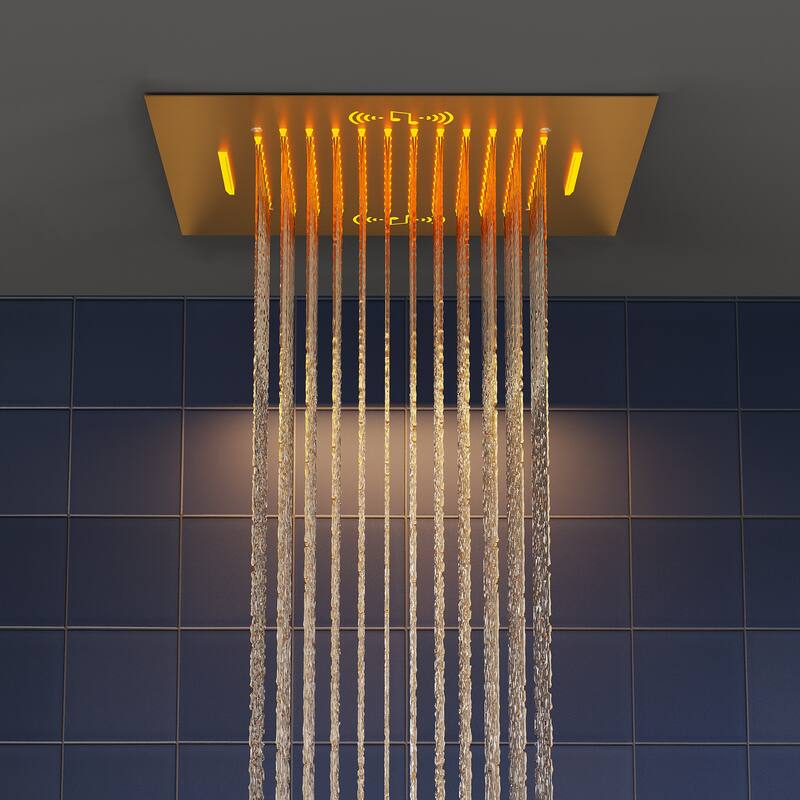 20" Thermostatic Shower System, 64-Color LED Mood Lighting 2-Functions Shower Head with Bluetooth Music & 3 Body Jets