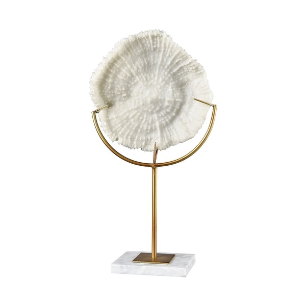 15" White Antigua Agate Stand in Marble Base - N/A