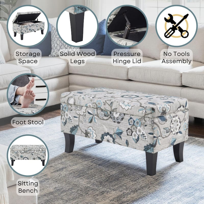 Versatile Upholstered Storage Ottoman with Comfortable Padded Seat and Functional Storage Compartment