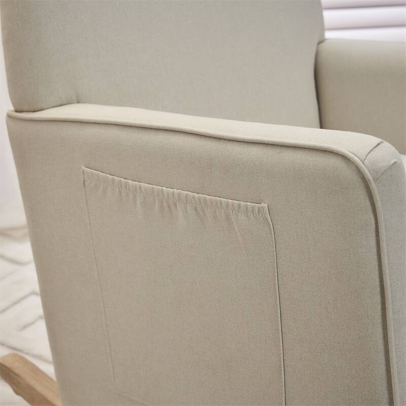Teddy Fabric Nursery Rocking Chair With Adjustable Footrest