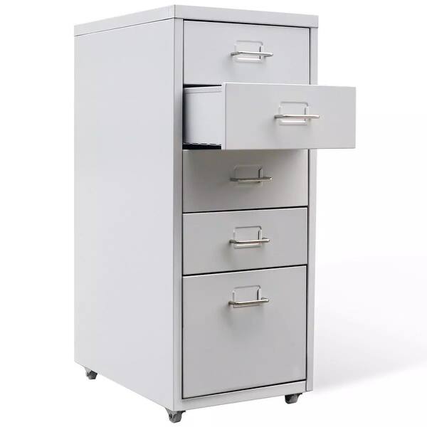 Shop Vidaxl File Cabinet With 5 Drawers Gray 27 Steel Overstock