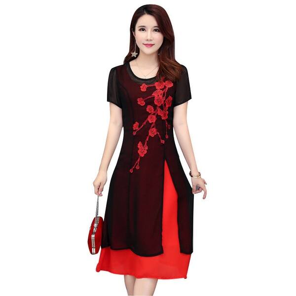 Shop Middle Aged Large Size Women S Clothing Embroidered Long