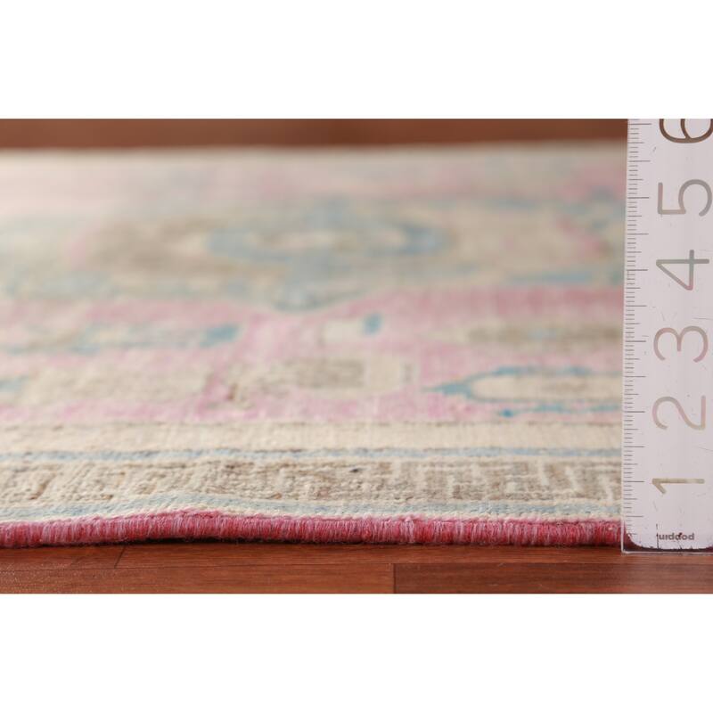 Hand Knotted Oriental 100% Wool Carpet Transitional Geometric Pink Oushak Area Rug - 7' 0'' X 5' 4''
