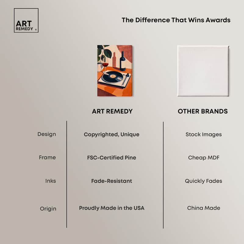 Vinyl and Wine Canvas by Art Remedy, Gallery Wrapped