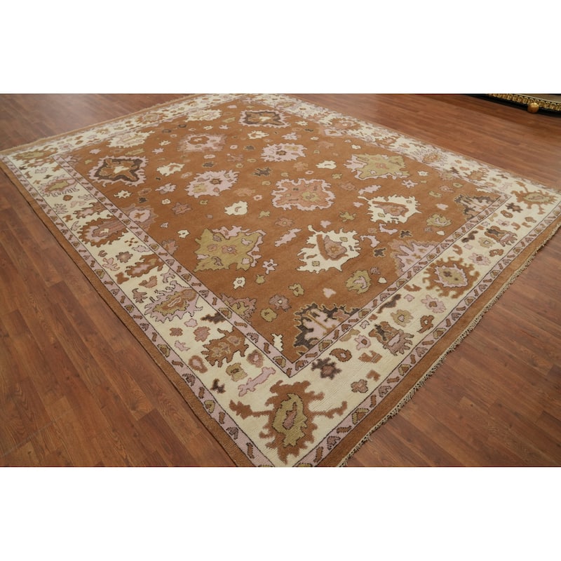 All-Over Wool Floral Oushak Indian Area Rug 9x12 - 11' 11'' X 9' 2''