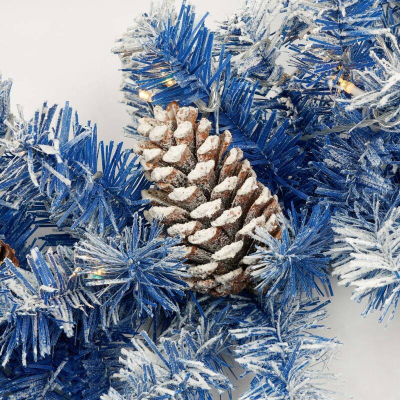 Pre-lit Xmas Tree Artificial Christmas 4-Piece Set in Blue