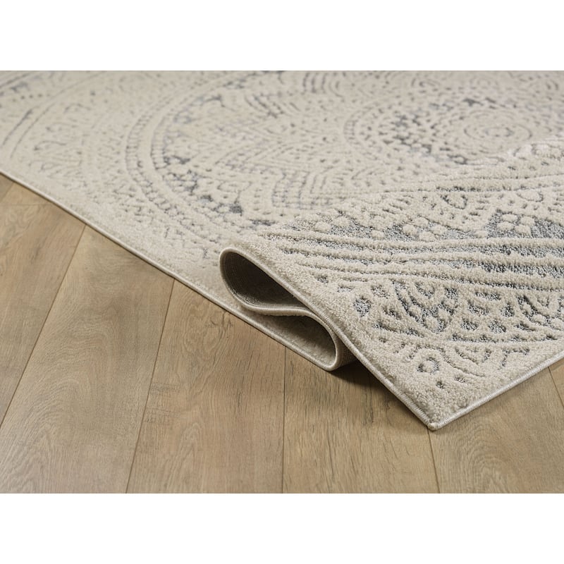 Venice Collection Gray Medallion Style Area Rug