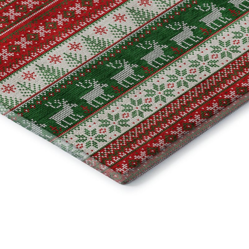 Premium Washable Super Soft Chritmas Stripes Mayfield Rug