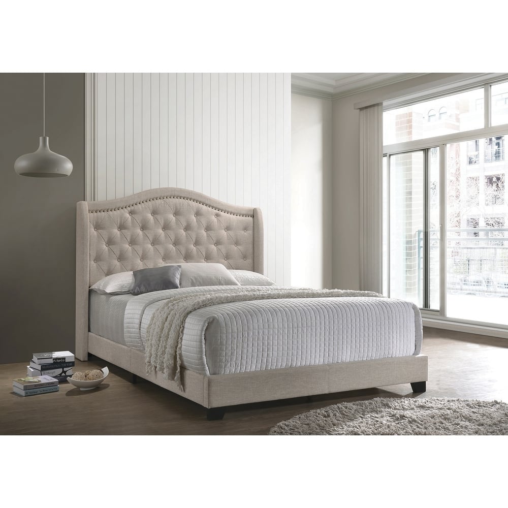 Maassluis Camelback Demi-wing Tufted Upholstered Bed