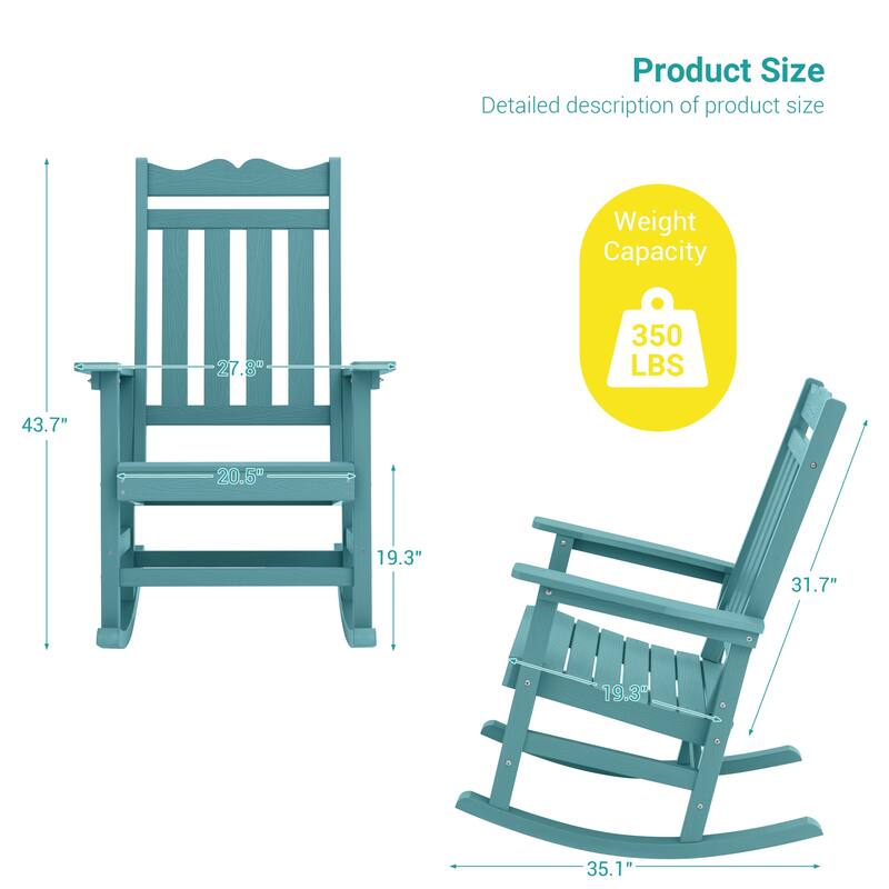 BONOSUKI Patio Adirondack Rocking Chair,Fire Pit Chair Weather Resistant