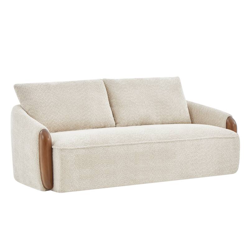 Christopher Knight Home - Curved 75" Boucle Upholstered Sofa with Solid Wood Frame