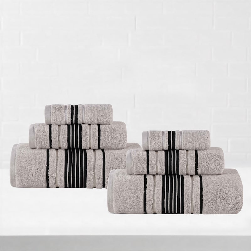 Superior Sadie Zero Twist Cotton 6 Piece Solid Towel Set - Platinum