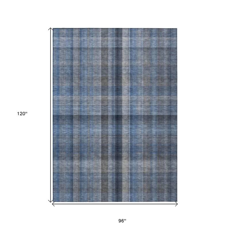 Sax Plaid Weather Resistant Blended Style Outdoor Rug