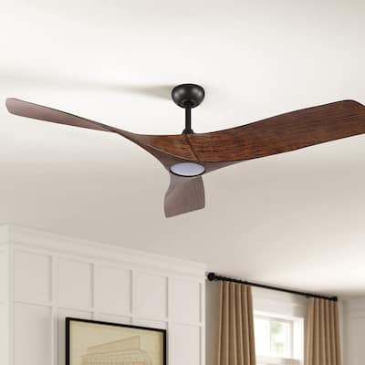 WINGBO 62’’ DC Ceiling Fan with Lights and Remote, Old Bronze Walnut - N/A