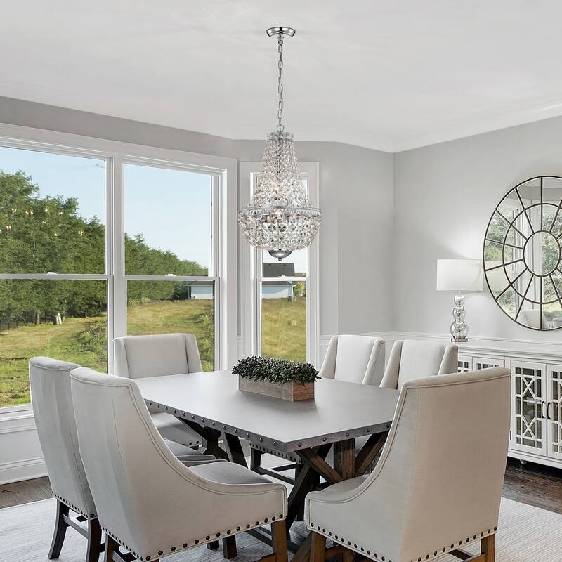 Chrome 6-Light Empire Chandelier with Crystal