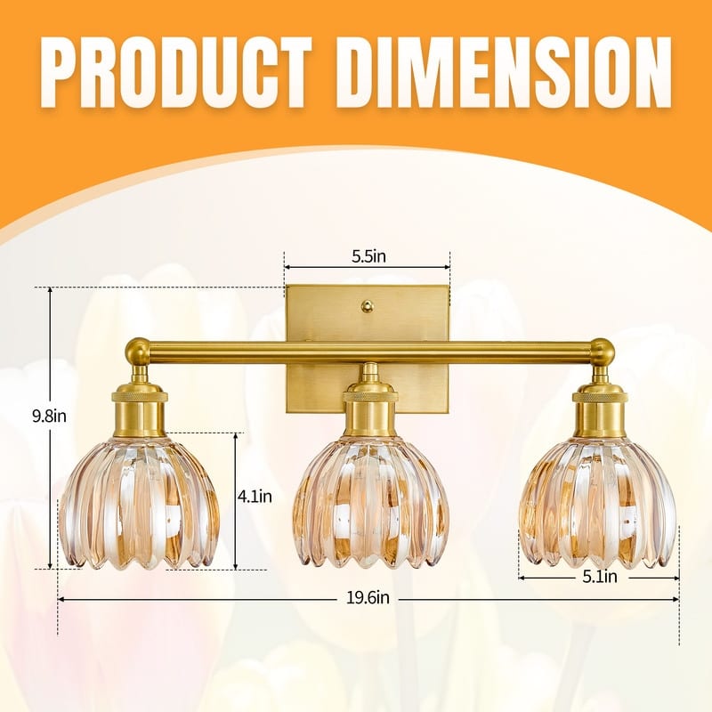Modern Vintage Bathroom Vanity Light - Patterned Glass Shade E26 Bulb Base