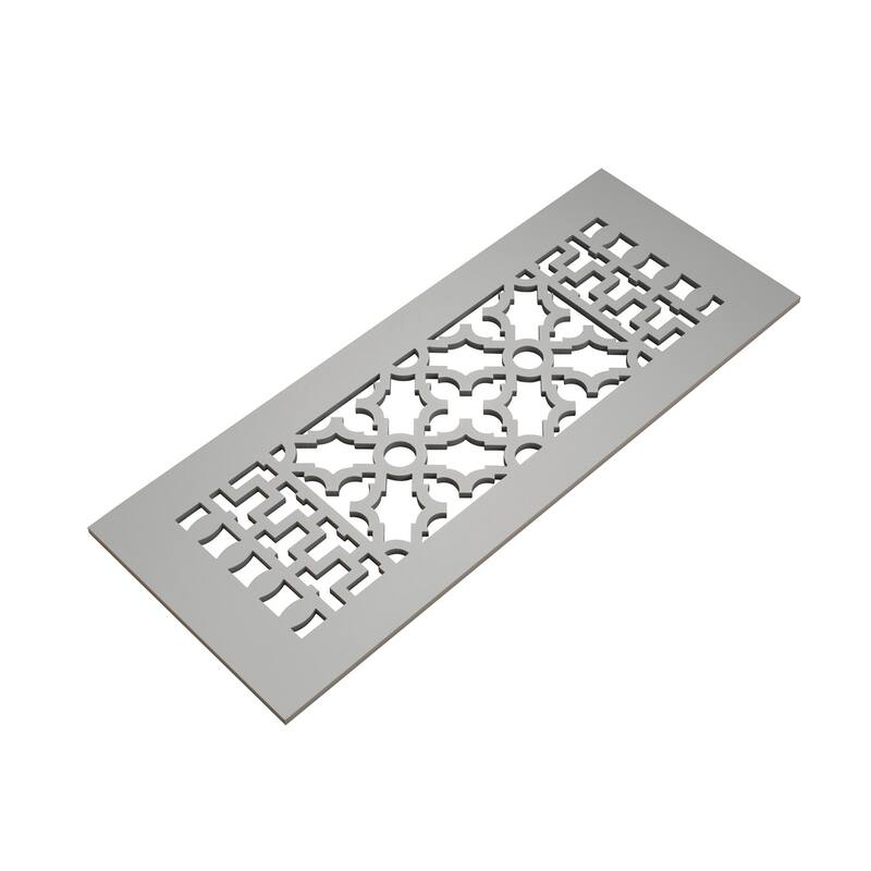 Reggio Registers Scroll Series 4" x 8" Grille with Mounting Holes - Grey Aluminum