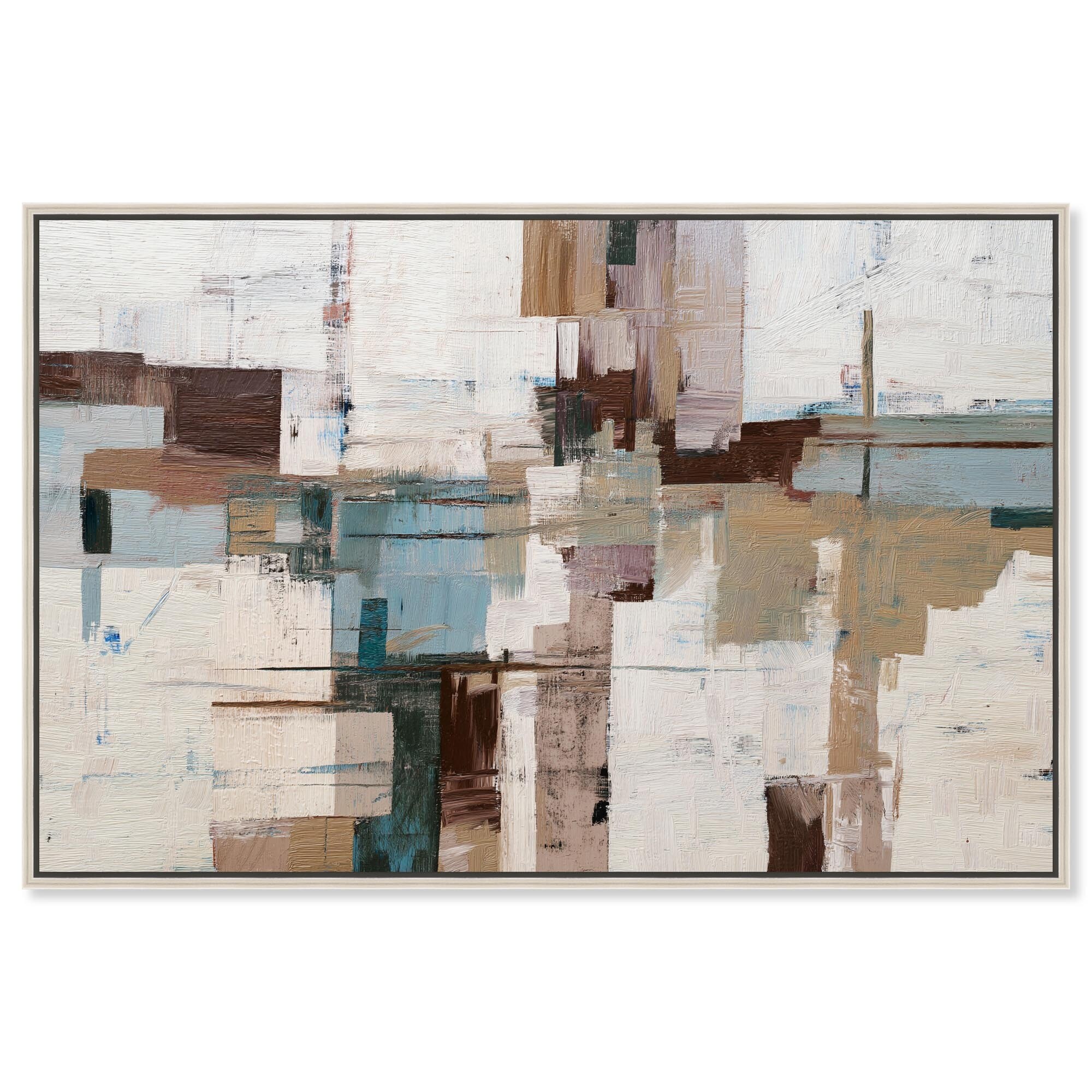 Earth Tone Grid Boho Art Framed Canvas Print by Art Remedy