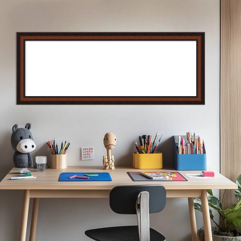 Amanti Art Cyprus Walnut Narrow Framed Dry Erase Magnetic Board