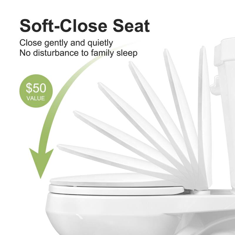 HOROW 2 Piece ADA Height Round Toilet White 1.28 GPF Strong Flush Quiet Soft Close Seat