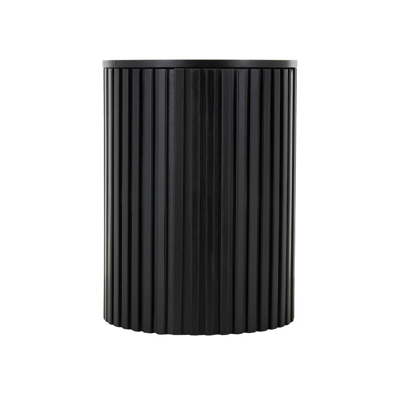 Wood Handmade Ribbed Storage Accent Table with Slatted Base - Brown or Black - Roche River Decor