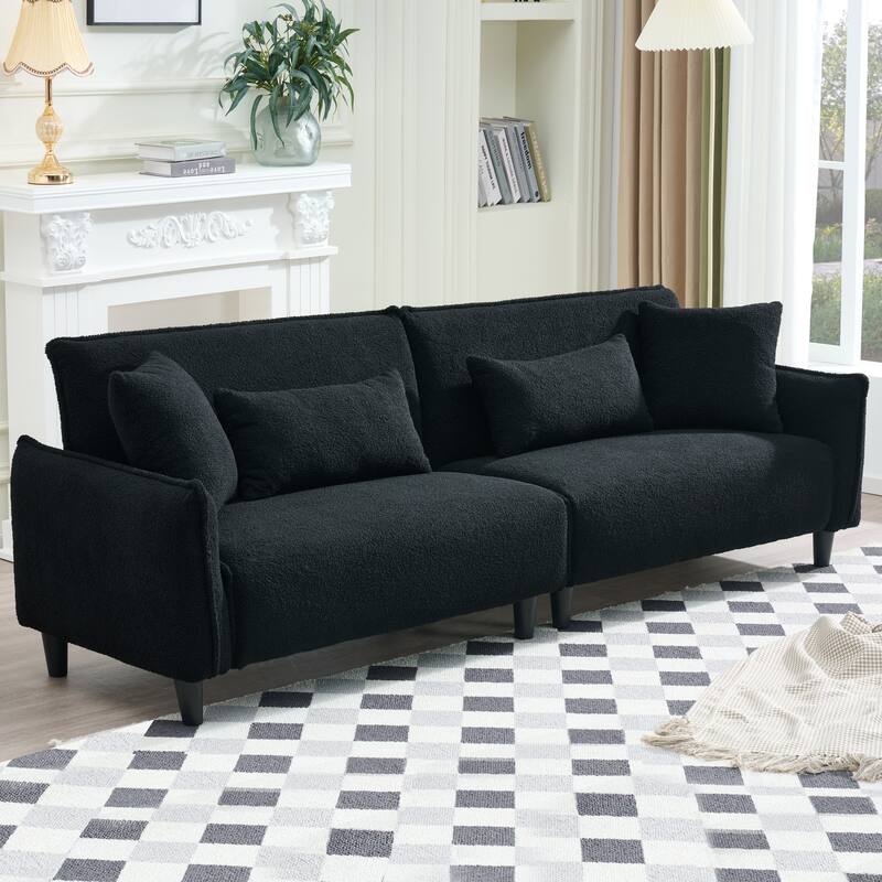 97-inch Black Teddy Velvet Sofa with Foam and Spring