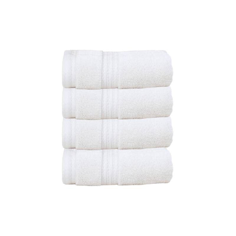 Home Weavers Elegance Essentials 550GSM Cotton Zero Twist Super Absorbent Hand Towel Set of 4 - 16"x24" - Ivory