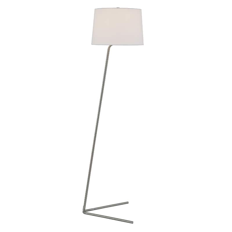 60" Modern Steel Floor Lamp with White Drum Shade and Plug-In Linen Light for Living Room or Bedroom - 60" H x 19" W x 15" D