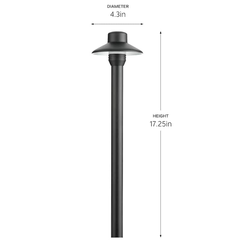 Kichler Lighting 12V Brass 3" Dome Small Hat Path Light in Black Brass (Drop-In), Landscape Lighting, (17.25" x 4.25"), 15506BKB