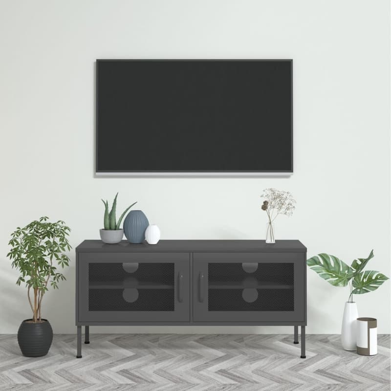 vidaXL TV Stand TV Unit Sideboard Home TV Console Media Unit Cupboard Steel - 41.3" x 13.8" x 19.7"