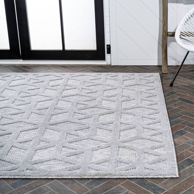 JONATHAN Y Peralta Neutral Geometric Indoor/Outdoor Area Rug