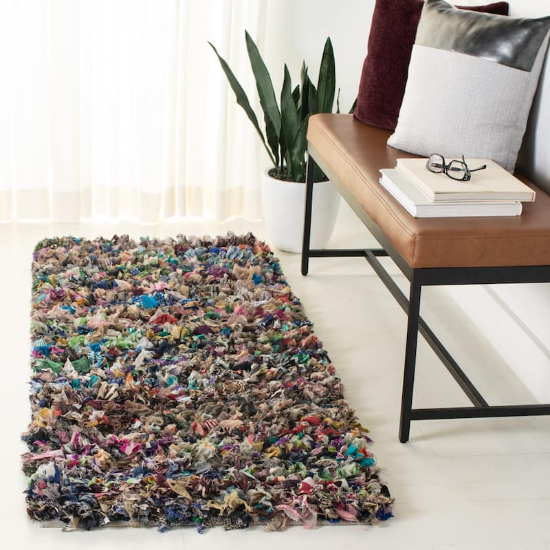SAFAVIEH Handmade Rio Shag Chihoko 3.5-inch Extra Thick Decorative Rug - 2'3" x 6' Runner - Grey/Multi