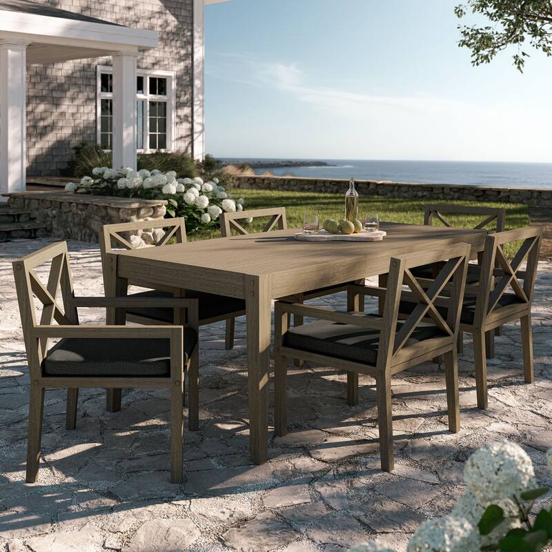 Northlake 7-Piece Outdoor Patio Teak Wood Dining Set - Flint Gray