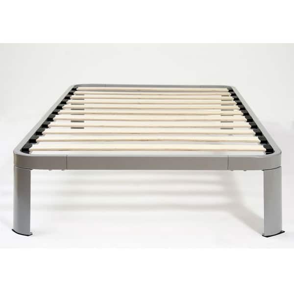 slide 2 of 6, Twin size Luna Metal Platform Bed Frame with Wood Slats Grey