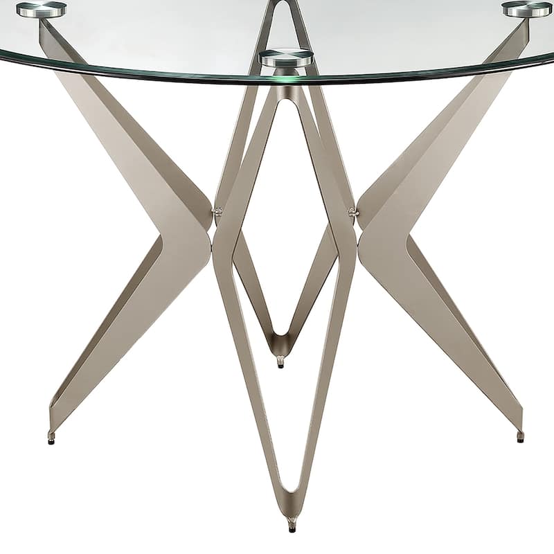 Furniture of America Wilch Modern 48-inch Glass Top Round Dining Table