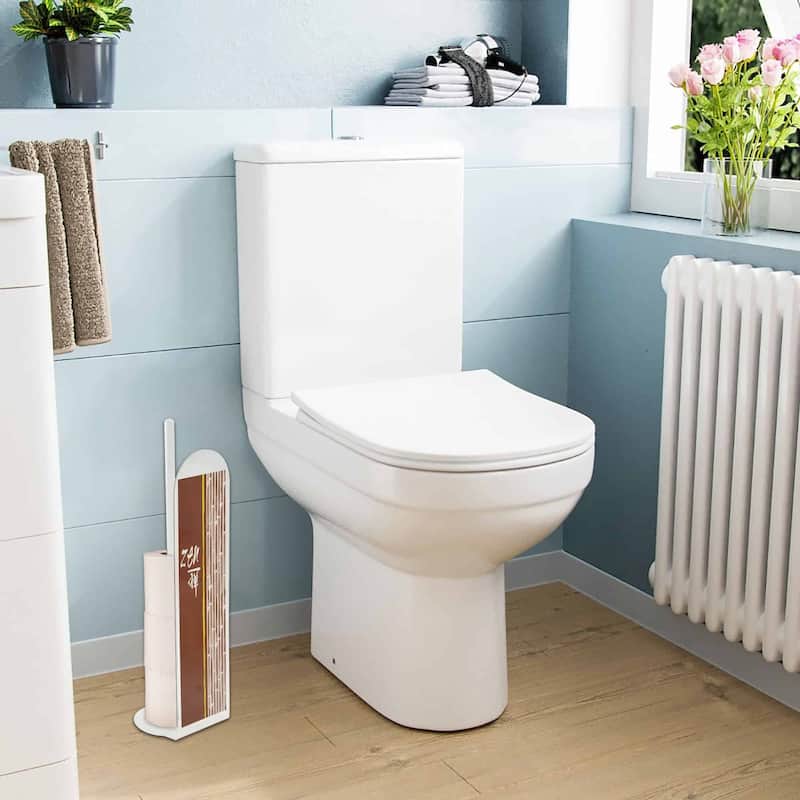 Zen Brown Freestanding Toilet Paper Holder - Brown, Beige, Green - 5"L x 5"W x 19"H