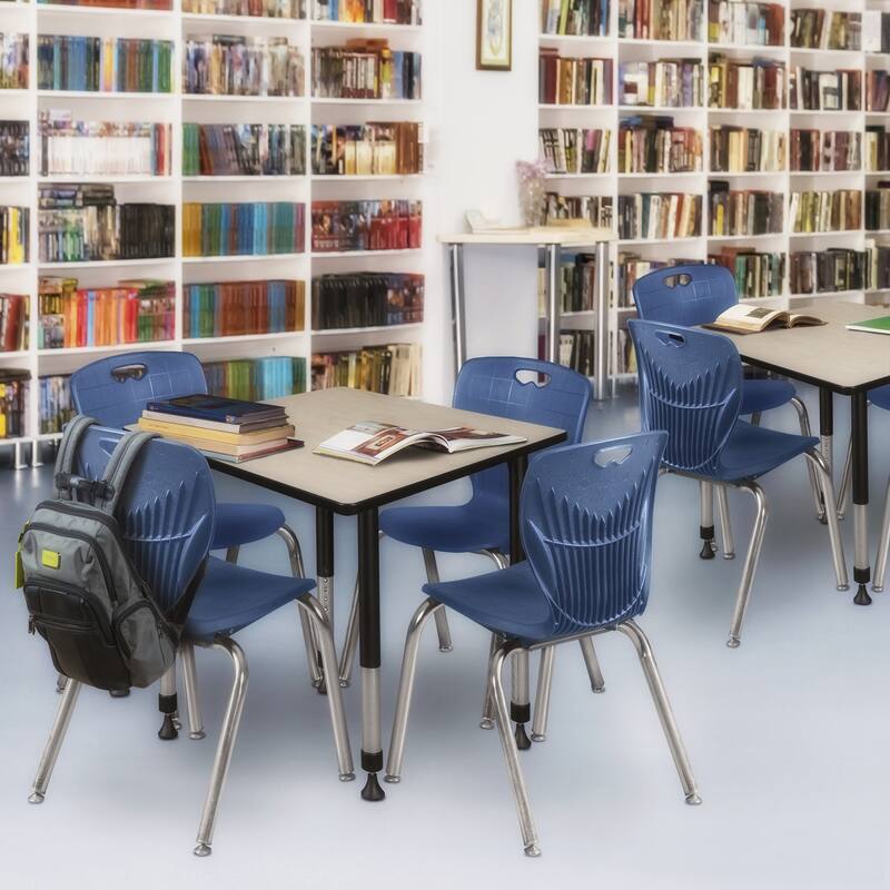 30 in. Square Height Adjustable Classroom Table - Maple