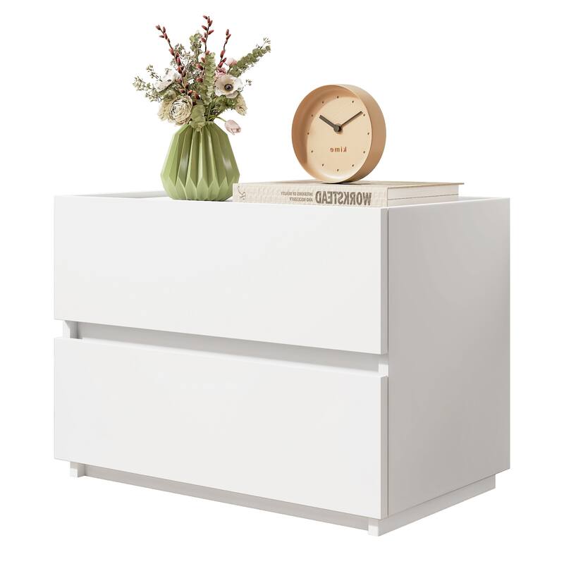23.62"W Wood 2-Drawer Nightstand